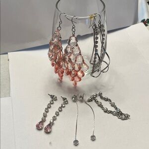 Elegant Silver tone Dangle Earrings 5 vintage pairs